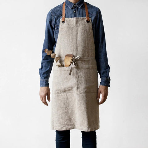 Linen Tales Schürze mit Lederriemen