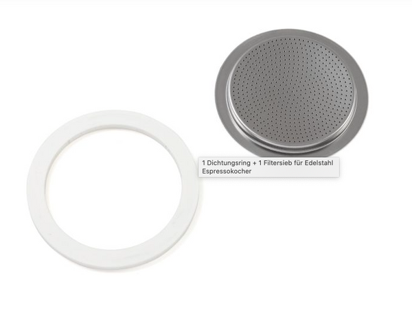 Bialetti Inox Dichtungsring + Filter Set, verschiedene Größen - Kochtail
