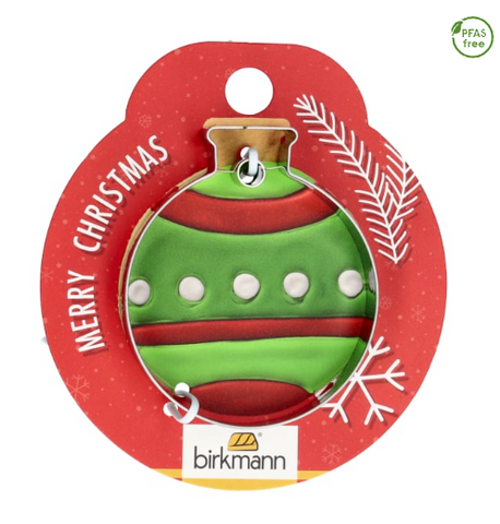 Ausstechform 'Christbaumkugel', 5,5 cm, auf Postkarte, Edelstahl