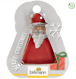 Ausstechform 'Weihnachtsmann geometrisch', 6,3 cm, Edelstahl, auf Geschenkkarte