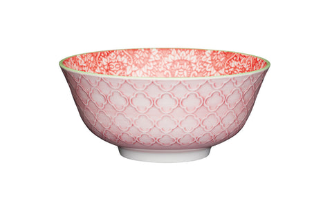 KitchenCraft Bowl Red and Pink Victorian Style Print