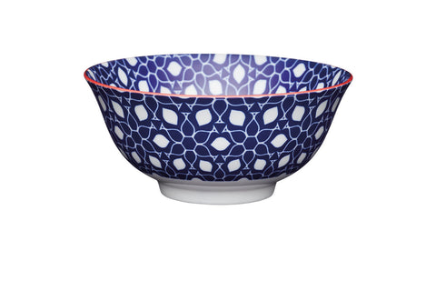 KitchenCraft Bowl Blue Floral Geometric Print - Kochtail