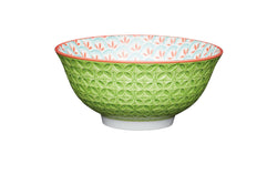 KitchenCraft Bowl Bright Green Geometric Print - Kochtail
