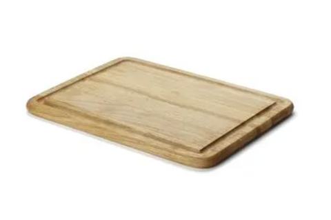 Tranchierbrett mit Saftrille, Gummibaumholz, 36 x 28 x 1,8 cm - Kochtail