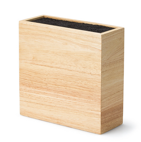 Gerader Messerblock mit flexiblem Einsatz, Gummibaum, 22 x 19 x 22 cm