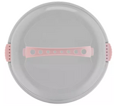 Runde Kuchentransportbox, Kunststoff, transparent/rosa, 34 cm - Kochtail