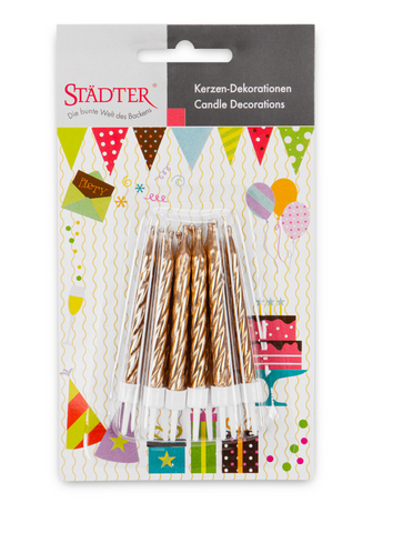 Städter Kuchenkerzen mit Halter, 10 Stück, 7,5 cm, verschiedene Farben - Kochtail