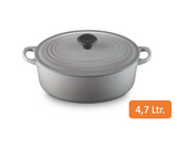 Le Creuset Bräter, oval, perlgrau, verschiedene Größen